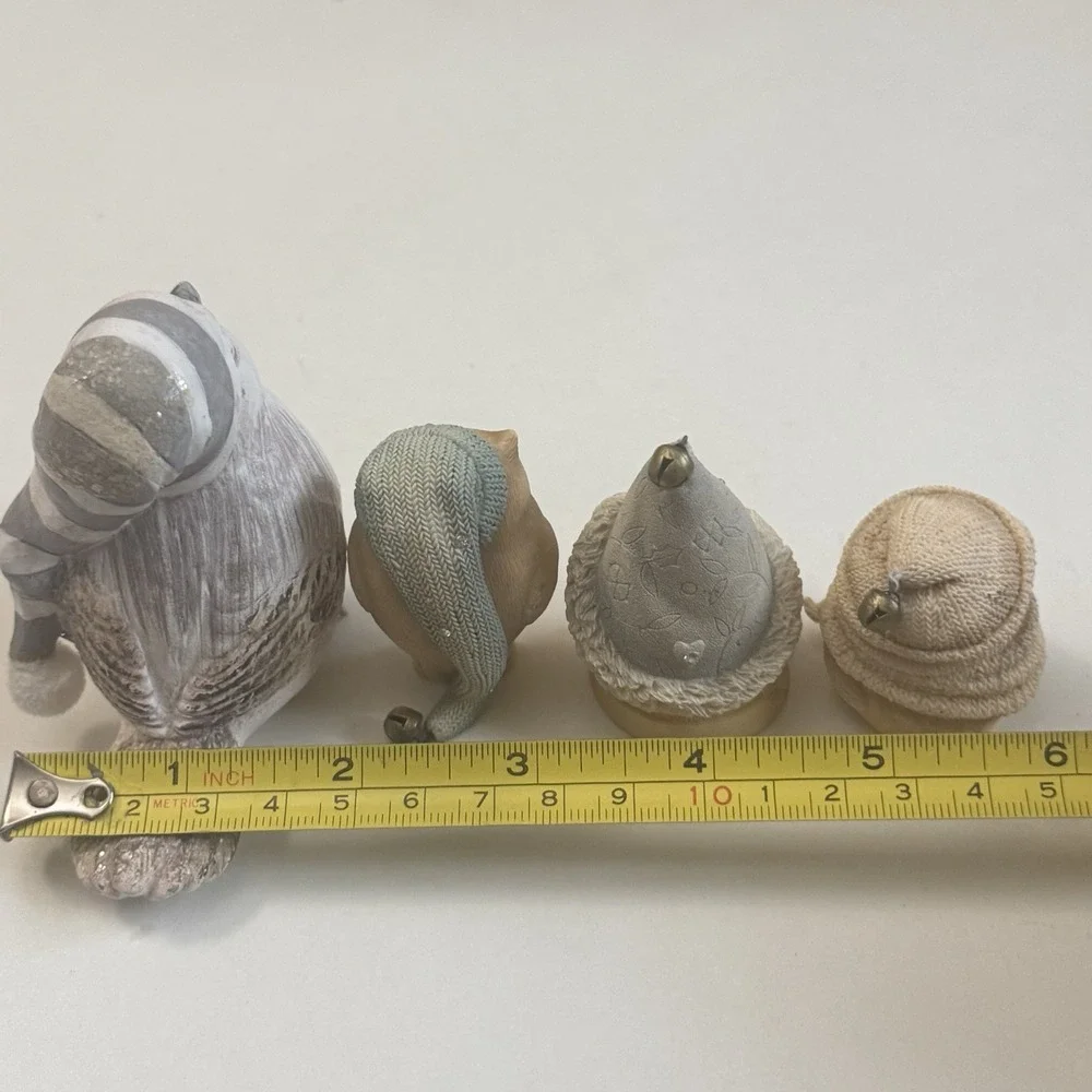 Bird Figurine Ceramic Lot of 4 Outdoor Indoor Home & Garden Decor 1 Bird, 3 Owls